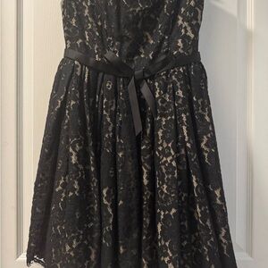 EUC: Neiman Marcus X Target Robert Rodriguez Black Lace Strapless Dress, Size 4